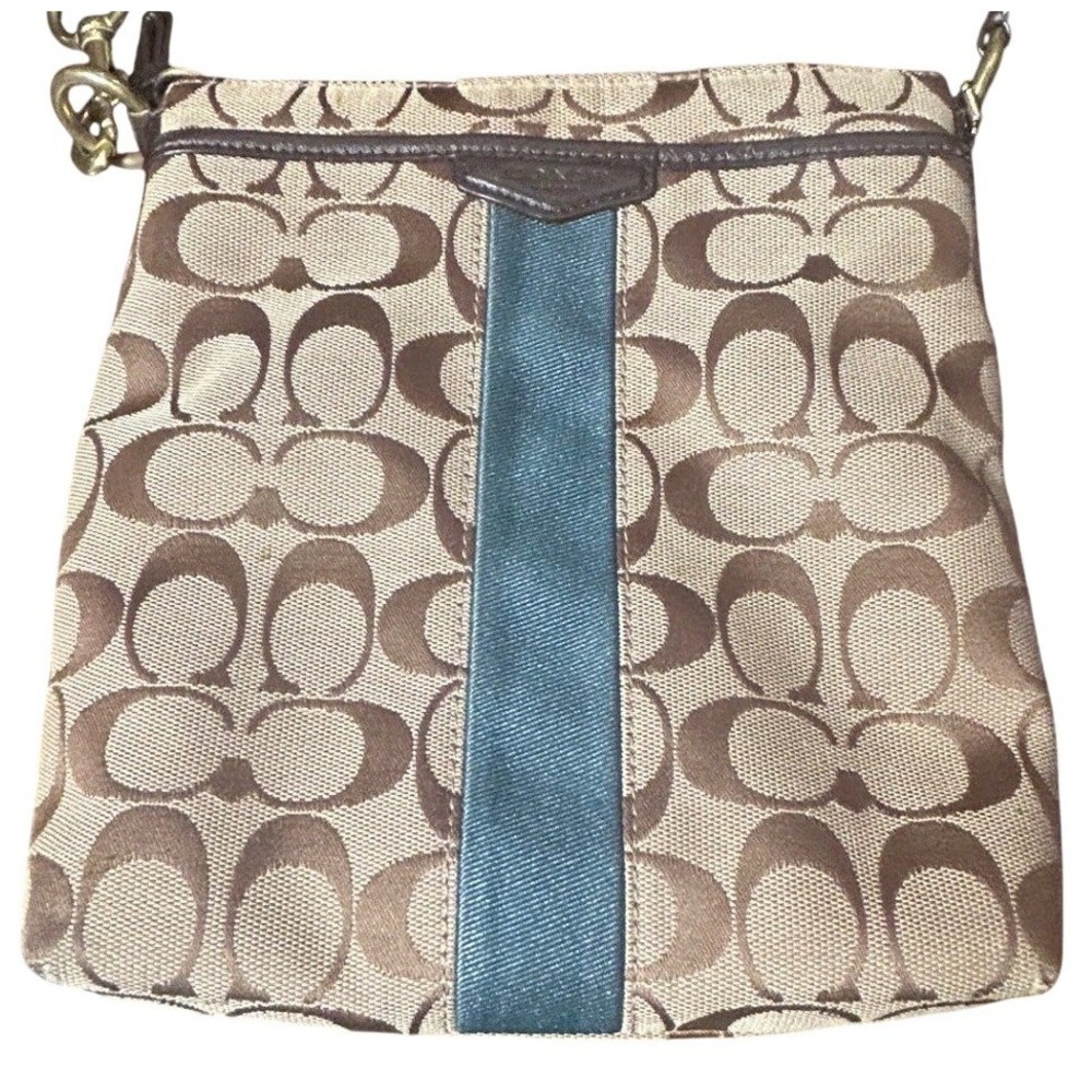 Coach F51157 Signature Stripe North South Swingpack Crossbody Bag Messenger